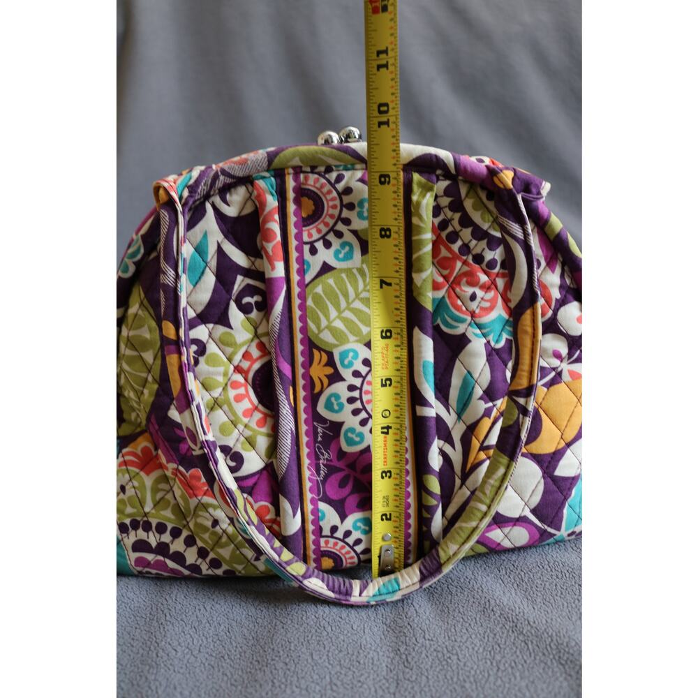 VERA BRADLEY Plum Crazy  Eloise Handbag Floral Shoulder Kisslock Purple Retired - Picture 4 of 11